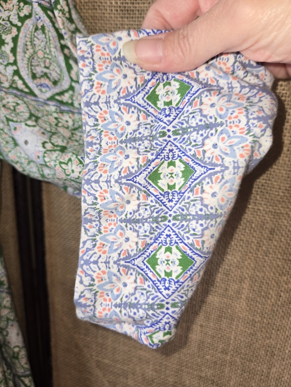 Isaac Mizrahi Live Green and Blue Patterned Open Cardigan 3/4 Sleeve Large - Picture 6 of 12